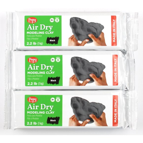Barro para modelar Pepy Premium europeo de secado al aire negro 3 x 1 kg