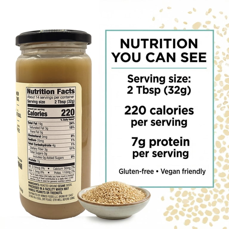 Krinos Tahini Sesame Seed 16 oz Imported Nutty Rich Flavor Ground