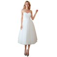 thumbnail image 2 of Vestido de novia para mujer, estilo coreano, sencillo, estilo sling, de longitud media, con hilo saliente, 2 of 2