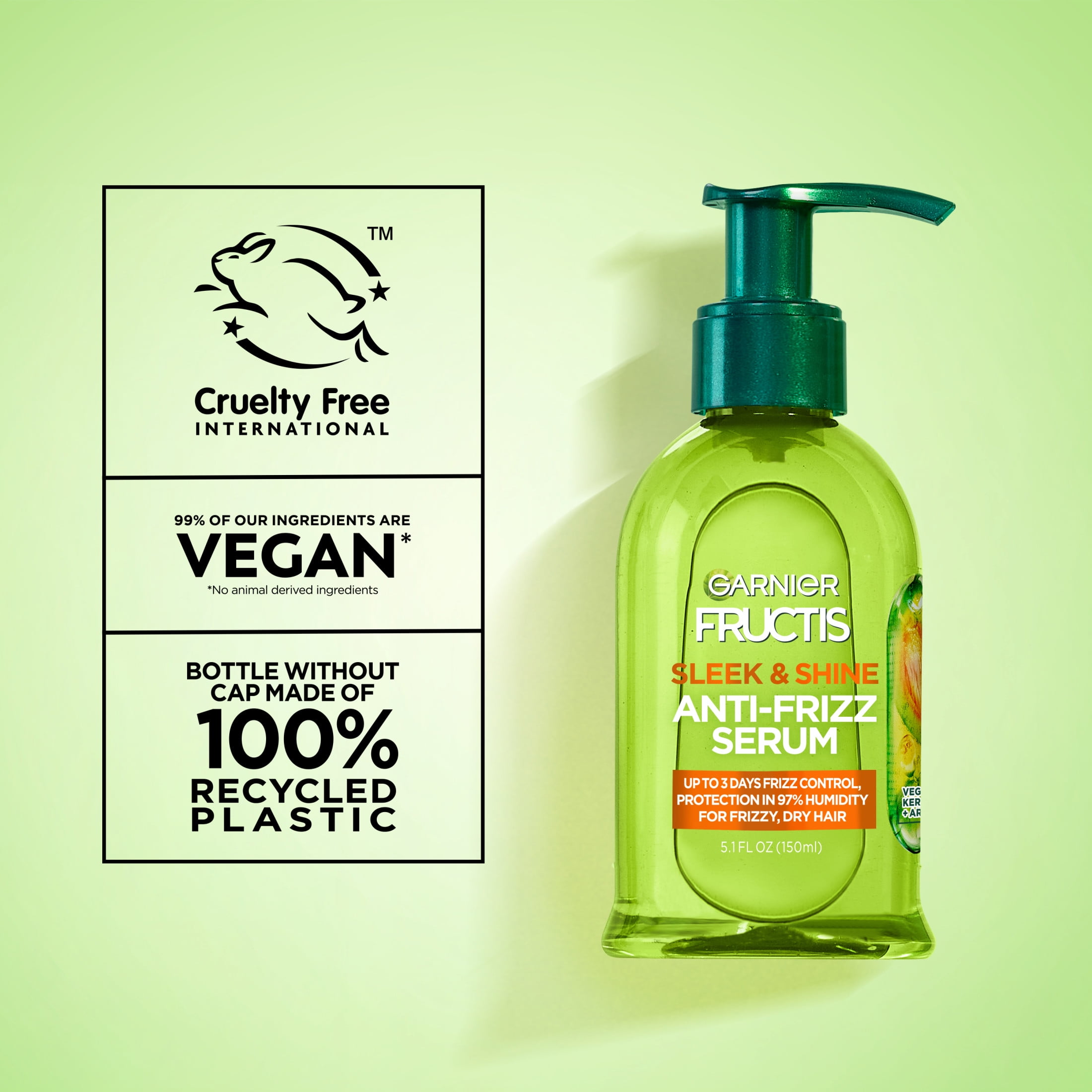 Garnier Fructis Frizz Control Hair Serum with Kera System Argan Oil, All Hair Types, 5.1 fl oz