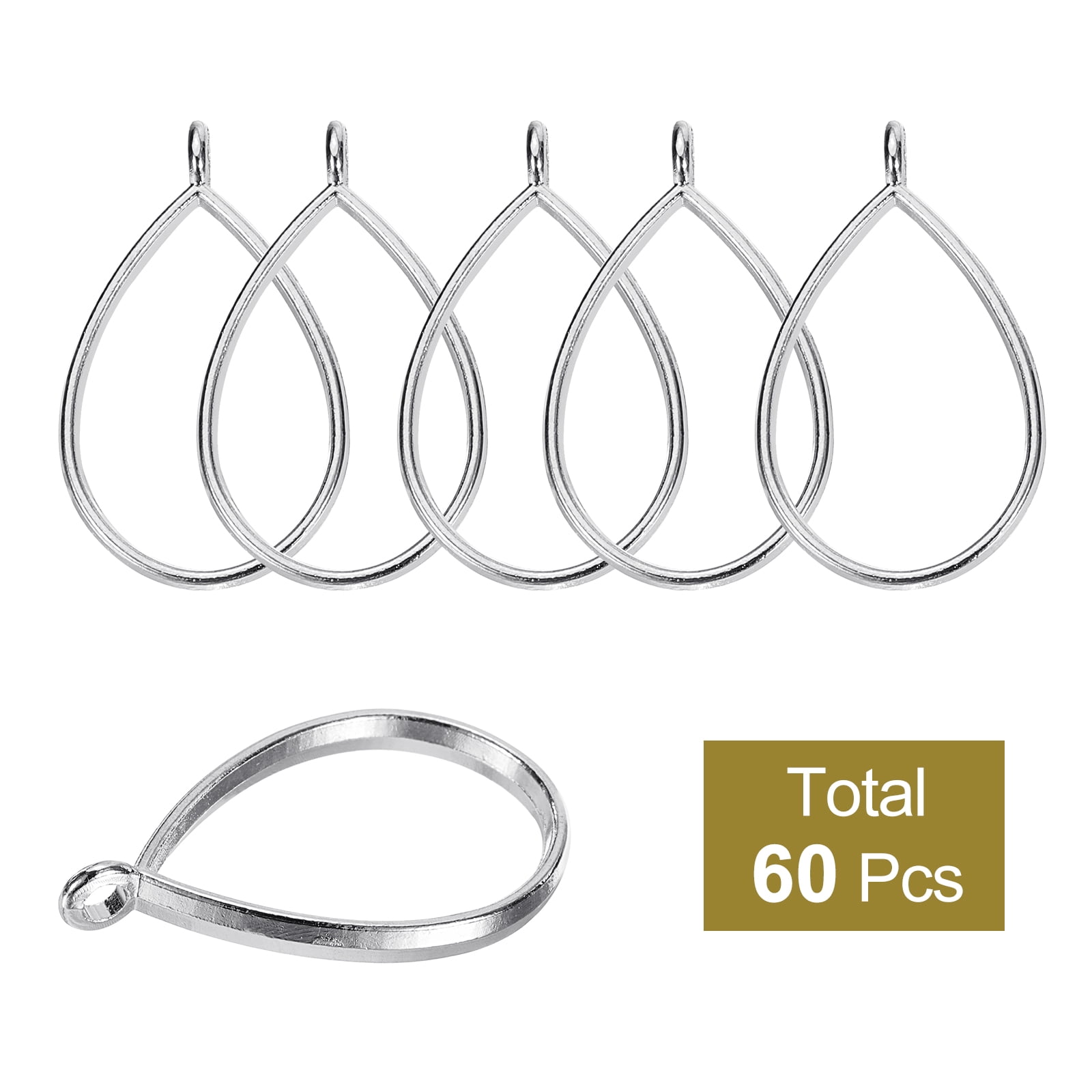 Unique Bargains 60 Pcs Alloy Open Bezel Pendants for Resin Jewelry Making
