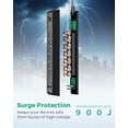 thumbnail image 4 of Paquete de 2 regletas de alimentación con protector contra sobretensiones con 6 tomacorrientes, 2 puertos USB, cables de extensión trenzados resistentes de 5 pies de largo, enchufe plano, disyuntor de, 4 of 5