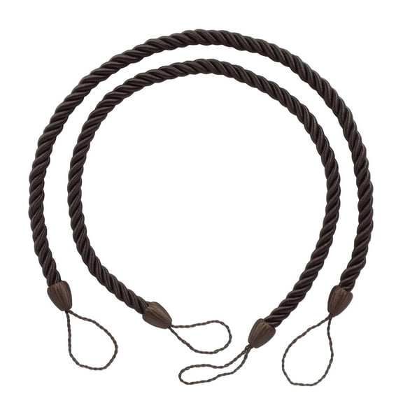 Beautifully Handcrafted Curtain and Drapery Decorative Rope Tieback, 26" Spread (66cm), 1/2" (1cm) Thick # CCTB, Mocha Brown #D2 (Dark Chocolate Brown) 1 Pair (Set of 2)