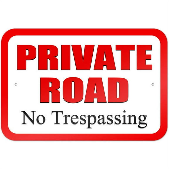 Private Road No Trespassing Red Sign