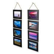 Wallniture Aries Vertical Wall Decor Picture Frames 4x6 Inch, 8 Opening Photo Collage Set of 2 (Black)