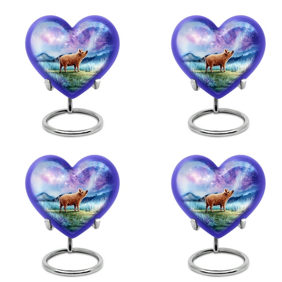 Yatskia Pig Mini Cremation Urn for Adult Ashes Brother and Sister, Decorative Small Memorial Keepsake Urns for Human Ashes Adult, (Heart Pack of 4, 3 Inch)