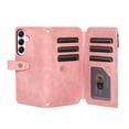 thumbnail image 4 of Dteck for Zipper Wallet Shoulder Strap Bag Samsung Galaxy S24 Plus Case ,Magnetic Leather 9 Card Slots Case Shockproof Rubber Kickstand Full Body Protective Cover with Wrist Strap,Pink, 4 of 7