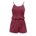 thumbnail image 5 of BUIGTTKLOP Rompers for Women Summer Casual 2026 Sleeveless Scoop Neck Ribbed Knit Adjustable Shorts Jumpsuit with Pockets, 5 of 6