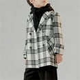 thumbnail image 4 of OGLCCG Boys Double Breasted Peacoat Notched Lapel Collar Wool Blend Plaid Winter Coat with Pockets Fall Winter Long Sleeve Pea Coat 2-15 Years, 4 of 7