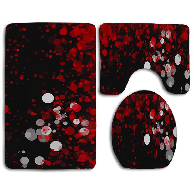 ABPHQTO Bokeh rojo oscuro Juego de alfombras de baño de 3 piezas Alfombra de baño Alfombra de contorno y tapa de inodoro ABPHQTO Cont-CHAPPLE-12569