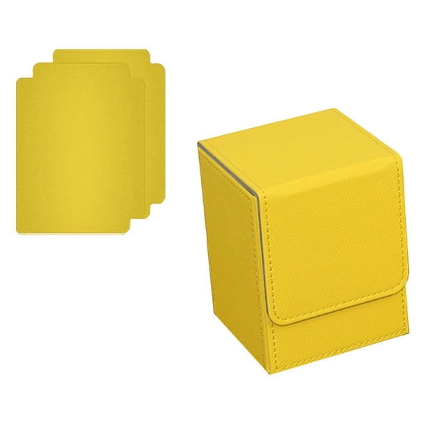 Caja para guardar barajas de cartas coleccionables, juego de cartas coleccionables, juguete para 100 cartas de álbum. Amarillo