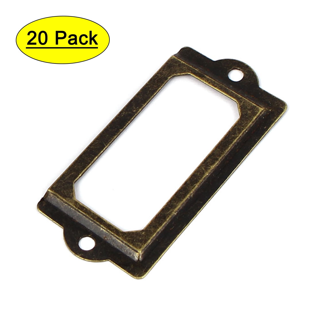 TOUHIA 20pcs Red Bronze Label Holder Antique Card Tag Holder Drawer Pull Metal Label Frames for Office Library File 70x35mm