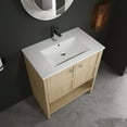 thumbnail image 2 of 30 Inch Bathroom Vanity with Ceramic Sink, Freestanding Storage Cabinet with Soft-Close Doors & Open Shelf for Organized Bathrooms, Oak Finish Vanity with Adjustable Legs for Uneven Floors, 2 of 9