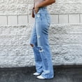 thumbnail image 3 of Aayomet on Pants Womens Casual Blue Classic Mid Waist Pockets Straight Denim Pants Trousers Jeans,Light Blue XXL, 3 of 5