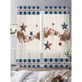 thumbnail image 3 of Independence Day Sheer Curtains 84 Inch Length 2 Panels Set Window Treatments, Red Blue Stars Stripes Flag Wood Plaid Rod Pocket Semi Curtains for Living Room/Bedroom/Kitchen Décor, 104"W x 84"L, 3 of 7