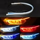 thumbnail image 1 of 2X coches ultrafinos DRL LED luces de circulación diurna conducción flexible señal de giro blanca tira de guía amarilla para montaje de faros, 1 of 4