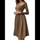 thumbnail image 5 of Vestido Midi Informal de Larga con Cuello Cuadrado para Mujer, Moda de y Otoño Marrón XL, 5 of 10