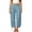 Blue-#002, variant on Womens Linen Pants Wide Leg High Elastic Waist Adjustable Tie Knot Harem Pants Boho Casual Breathable Ankle Pants with Pockets,Blue M