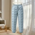 thumbnail image 6 of yeiolnoer Pants for Women Warm Elastic Waist Pants Drawstring Quilted Snow Pants with Pockets Winter Clothes(Light Blue,Medium), 6 of 6