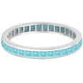 thumbnail image 2 of Princess-Cut Aquamarine Eternity Ring Band 14k White Gold (1.36ct), 2 of 4