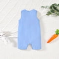 thumbnail image 2 of ZEHJUHAN Easter Baby Boy Sleeveless Cartoon Bunny & Letter Embroidered Bodysuit Cute Spring Summer Outfit Blue，0-3M, 2 of 7