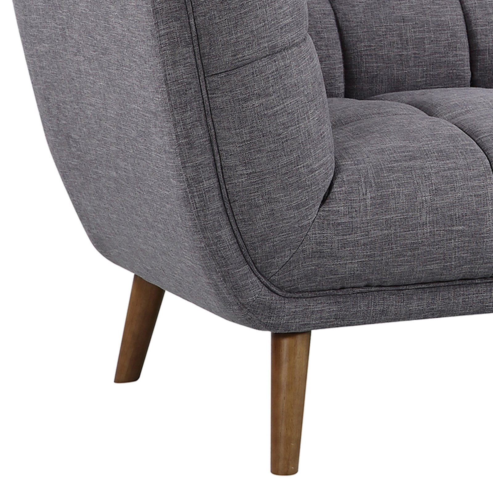 Phantom Dark Grey Loveseat Tufted Back Walnut Legs