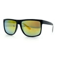 thumbnail image 4 of Mens Color Mirror Oversized Horn Rim Rectangle Sport Plastic Sunglasses Black - Orange Mirror, 4 of 8