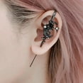thumbnail image 3 of Eosunjian 1 Pair Ear Needles Myth of The Moon Punk Rock Dark Style Individual Piercing Earrings Star Moon Ear Cuffs Club Party Jewelry White, 3 of 12