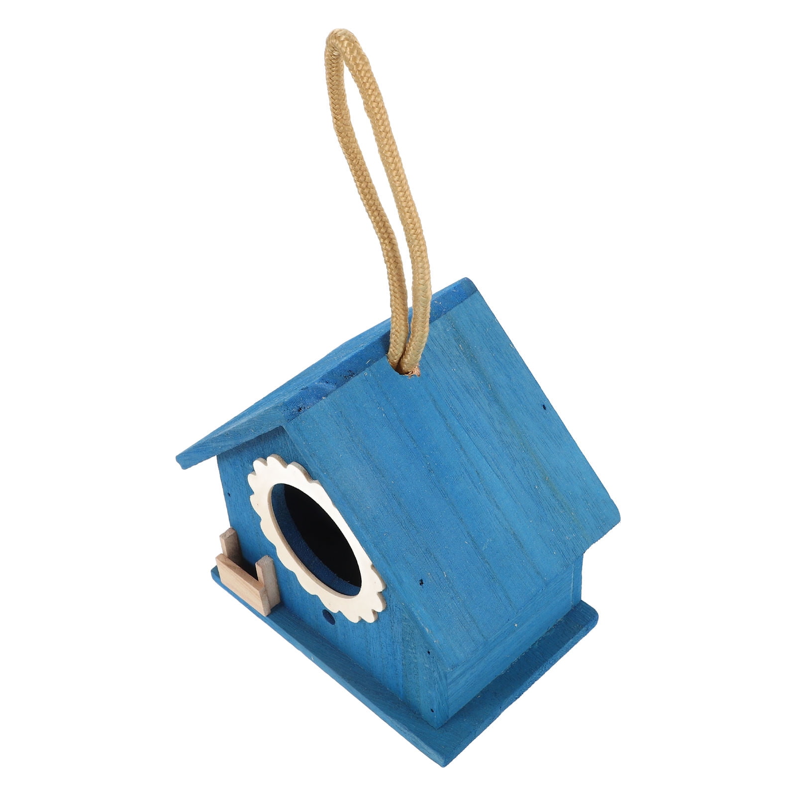 Luxshiny Wooden Birdhouse with Hanging Rope Outdoor Bird Nest Feeder for Garden and Backyard