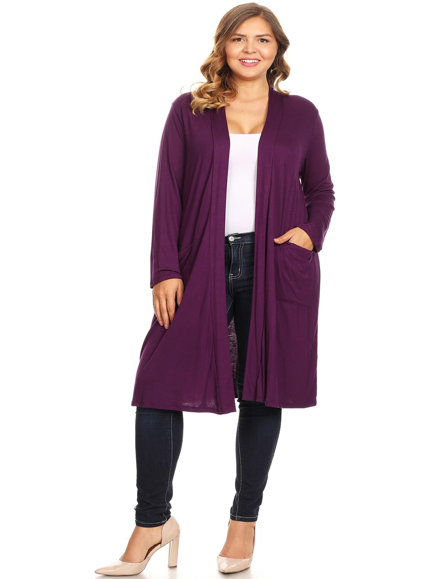 Women's Casual Plus Size Long Body Duster Cardigan with Pockets Made in USA