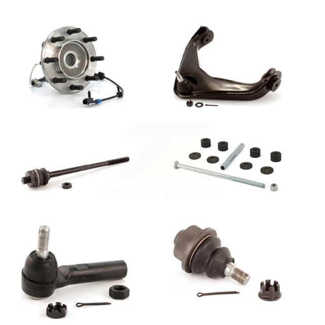 Transit Auto Bras de Commande avant avec Rotule, Tige de Stabilisation Intérieure Extérieure, Kit de Liaison (6 Pcs) pour Chevrolet GMC Sierra 3500 Silverado Classic 4WD K7T-106946