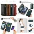 thumbnail image 1 of K-Lion Luxury Fashion Case for iPhone 14 6.1" 2022, Leather Zipper Purse [Removeable Magentic Slim Shell & Crossbody Lanyard] Kickstand Zip Card & Cash Holders Anti-scratch & Anti-drop Cas, Blue, 1 of 8