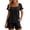 Black, variant on Women's 2 Piece Pajamas Set Sleeve Top and Shorts Solid Color Poly Span Soft Crew Neck Loose Cut Casual Home Sleepwear