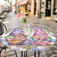 thumbnail image 6 of Blue Purple Gnomes Round Tablecloth for 45-54 Inch Tables,Fitted Table Cover with Elastic Edge,Spring Country Hydrangea Flower Leaf Waterproof Outdoor Table Cloth Protector for Patio Garden Dinner, 6 of 9