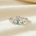 thumbnail image 4 of Petite Claddagh 0.10 Ctw Emerald 925 Sterling Silver Crown Women Valentines Day Gifts Ring, 4 of 6
