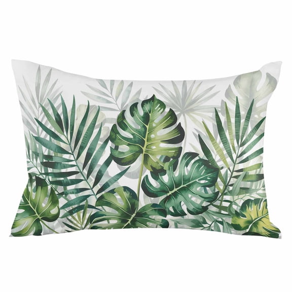 Outdoor Waterproof Throw Pillow Covers Set of 2 Palm Leaves Decorative Pillowcases Lumbar Outdoor Pillows Cushion Case 20x12 Inch Summer Tropical Plant Leaf Patio Pillows for Couch Sofa Bed Garden
