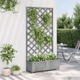thumbnail image 3 of vidaXL 35.4 in x 13.8 in x 70.9 in Gray Solid Fir Wood Planter Boxes with Trellis, 3 of 7