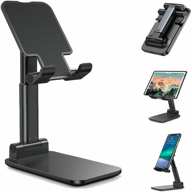 Cell Phone Stand Angle Height Adjustable Cell Phone Holder Fully Foldable Cell Phone Stand for Desk Compatible with All Mobile Phones Switch iPad Tablet(4-13”)