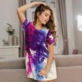 thumbnail image 3 of Kdxio Dual Skulls Colorful Fusion Pattern Womens Short Sleeve Sleepshirt Scoopneck Cute Nightdress Ruffle Comfy Nightgown, 3 of 6