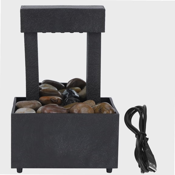 Relaxation Indoor Tabletop Water Fountain USB LED Indoor Water Fountain Lighted Waterfall Tabletop Fountain with Stones for Office Home Decor