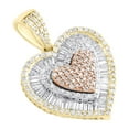 thumbnail image 3 of 10K Tri-Tone Gold Natural Baguette Diamond Womens Tier Halo Heart Pendant 3/4 CT, 3 of 6