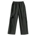 thumbnail image 7 of Girls Sweatpants with Cargo Pockets Elastic Waistband Wide Leg Causal Kids High Waisted Pants 8-12Y, 7 of 7