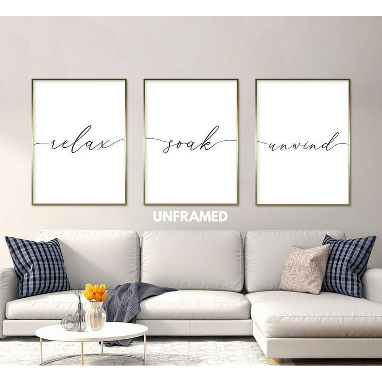 Relax Soak Unwind, 18 x 24 Inches, Set of 3, Posters, Minimalist