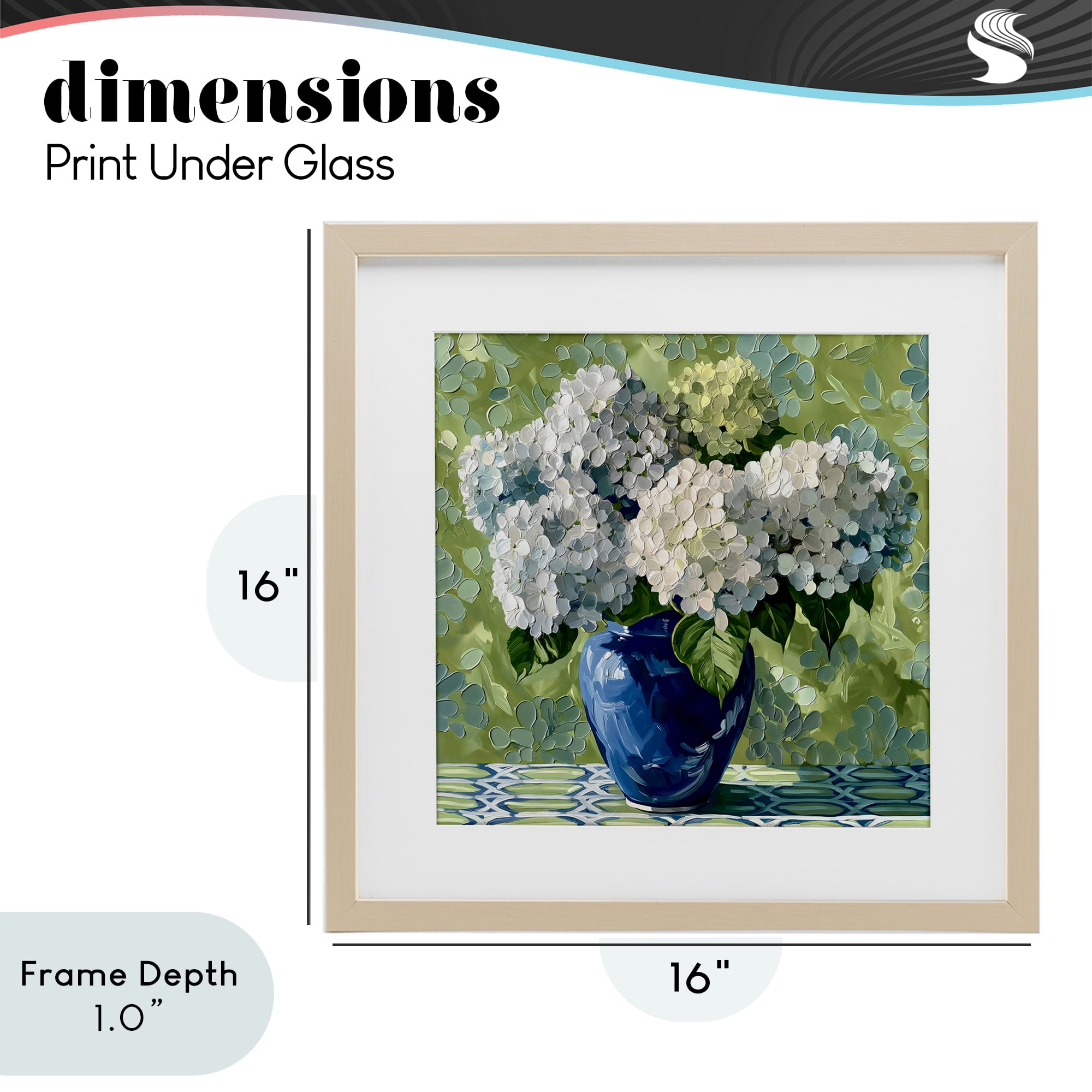 Stupell Industries White Hydrangeas in Blue Vase Birch Framed Print Under Glass, design by Gina Kelly