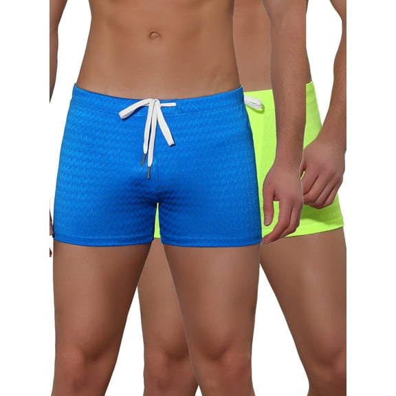 NOMADIC NOOK Men's Solid Color Drawstring Waist Summer Beach Swimming Trunks 2 Pack