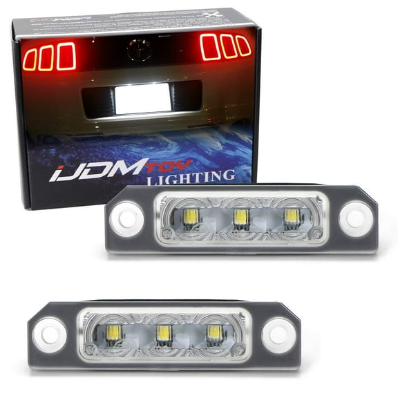 OEM-Fit 3W Full LED License Plate Light Kit For Ford 2011-14 Mustang, 2009-18 Flex, 2008-17 Focus, Powered by 3-Piece Osram Xenon White LED