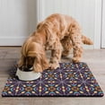thumbnail image 2 of Boho Retro Floral Pet Feeding Mat-Absorbent Pet Placemat for Food and Water Bowl, with Waterproof Rubber Backing, Quick Dry Water Dispenser Mat for Dog and Cat (16"x24"), 2 of 6