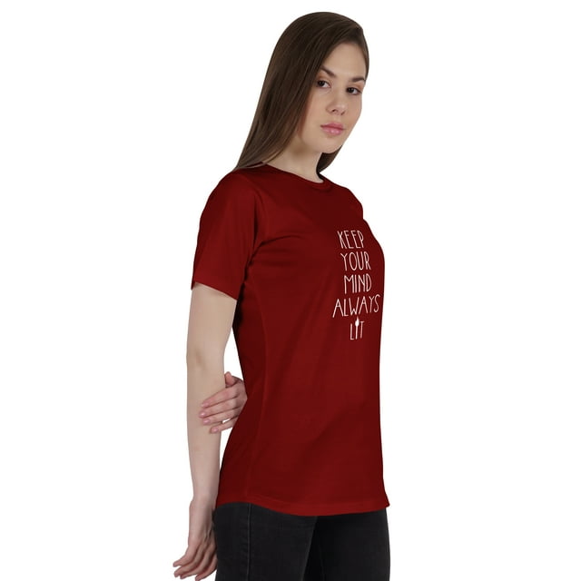 Inkmeso Haut Citation Femme Garde l'Esprit Toujours Allumé T-Shirt Imprimé Graphique