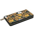 thumbnail image 3 of Leather Wallet 8 X 4.3 In Comfortable Light Waterproof And Durable Zipper Design Easy To Carry Groovy Flowers (17), 3 of 8