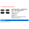 thumbnail image 2 of Rear Brake Pad Set - Compatible with 2022 - 2023 Hyundai Kona N, 2 of 2